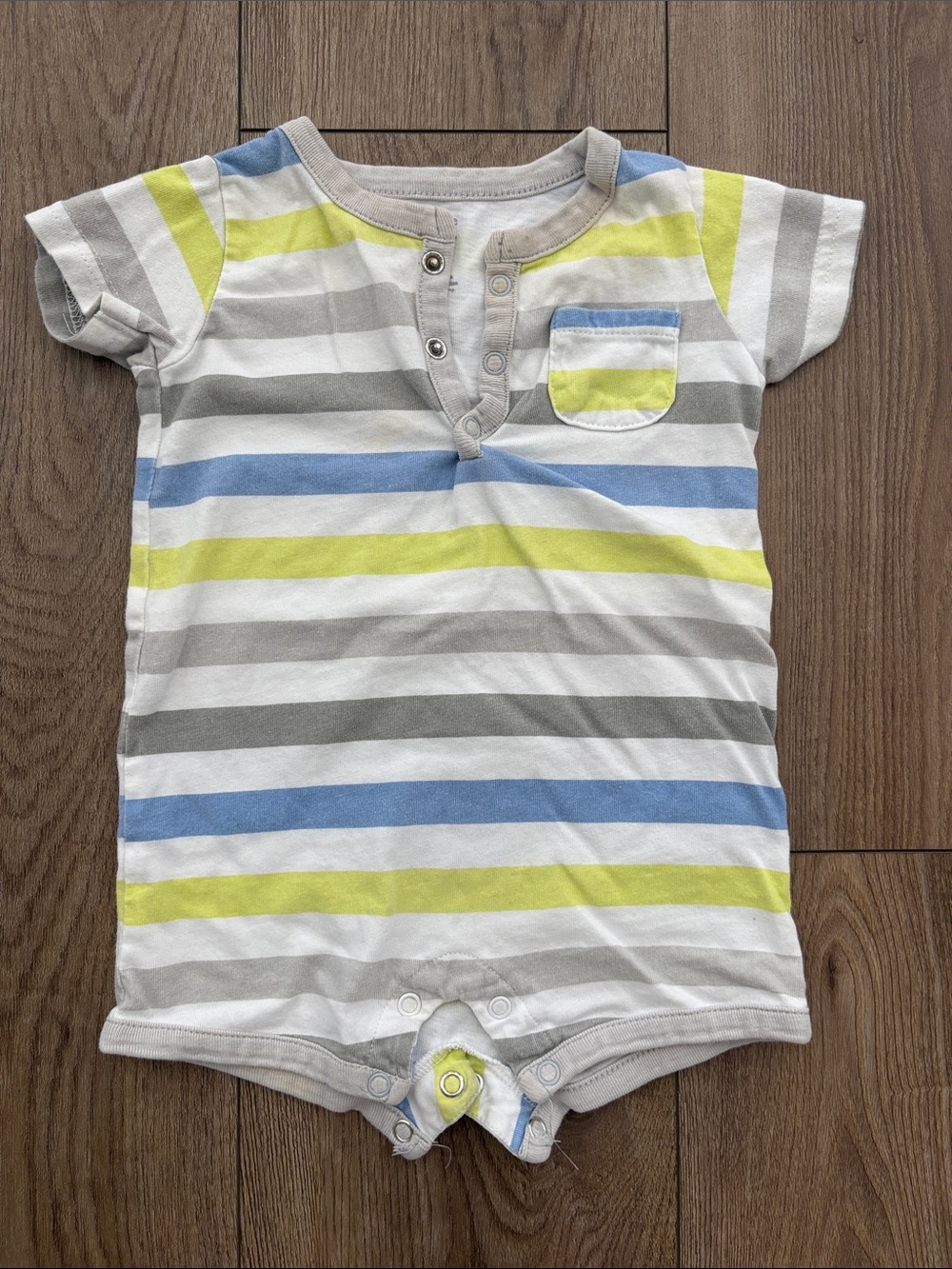 Carter's Striped One-Piece Romper in White, Gray, Blue, Yellow